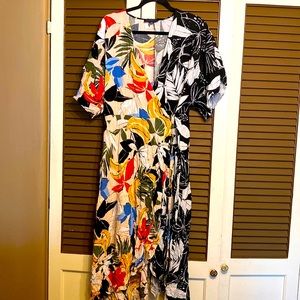 Eloquii Mixed Print Wrap Dress | Size 16